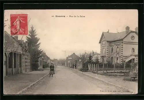 AK Sissonne, Rue de La Selve, Strassenpartie