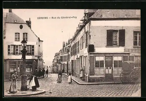 AK Vervins, Rue du Général-Foy, Strassenpartie