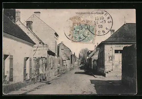 AK Villeneuve-St-Germain, Une rue, Strassenpartie