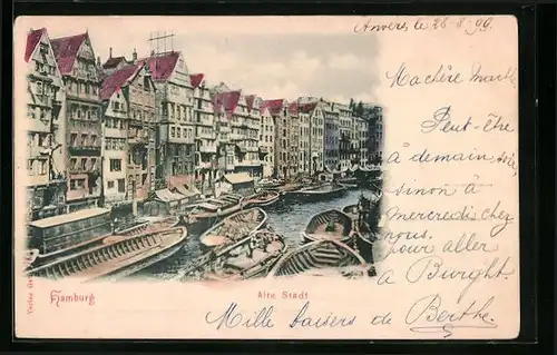 AK Hamburg, Alte Stadt mit Booten