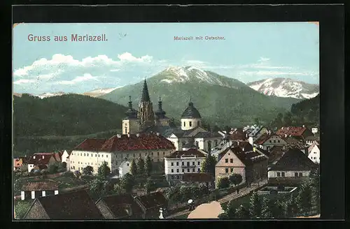 AK Mariazell, Ortsansicht mit Oetscher