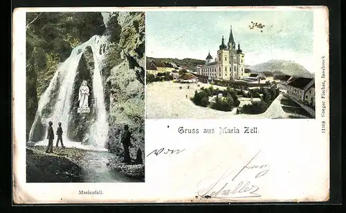 AK Mariazell, Wallfahrtskirche und Marienfall