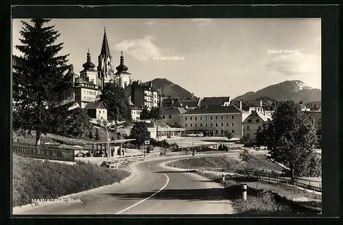 AK Mariazell, Blick zur Wallfahrtskirche