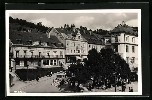 AK Mariazell, Ortspartie mit Gasthof zum Schwarzen Ochsen