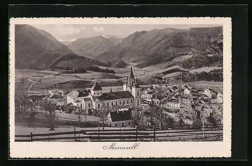 AK Mariazell, Ortsansicht aus der Vogelschau
