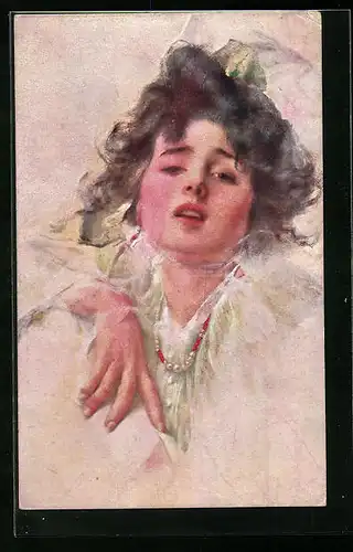 Künstler-AK Brüder Kohn (B.K.W.I) Nr. 119-3: Junge Frau mit fragendem Blick