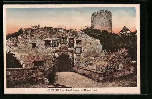 AK Querfurt, Schlosseingang v. Thaldorf aus gesehen