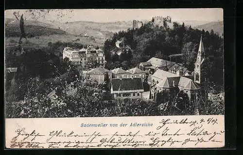 AK Badenweiler, Ortsansicht von der Adlereiche gesehen