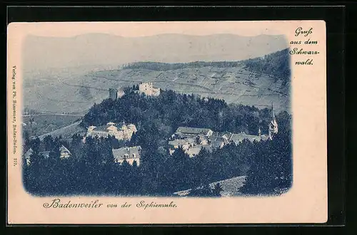 AK Badenweiler, Ortsansicht von der Sophienruhe aus gesehen