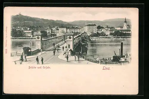 AK Linz, Brücke und Urfahr