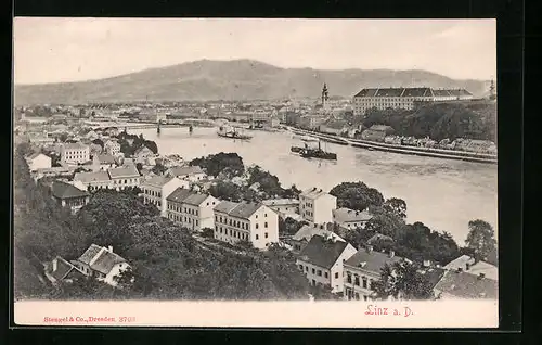 AK Linz a. D., Flusspartie aus der Vogelschau