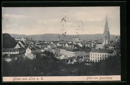 AK Linz a. D., Blick vom Bauernberg
