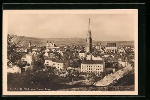 AK Linz a. D., Blick vom Bauernberg