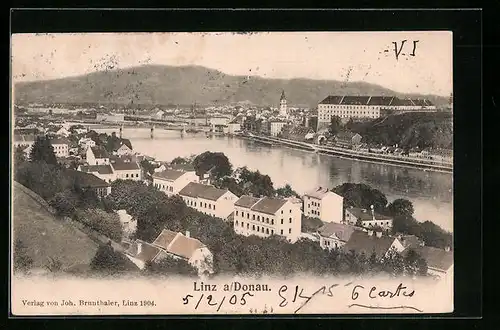 AK Linz a. Donau, Ortsansicht aus der Vogelschau