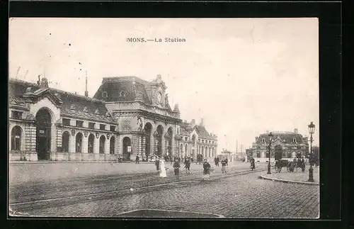 AK Mons, La Station, Bahnhof