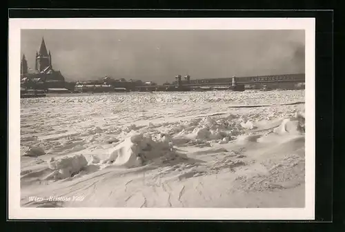 AK Wien, Eisstoss an der Reichsbrücke 1929