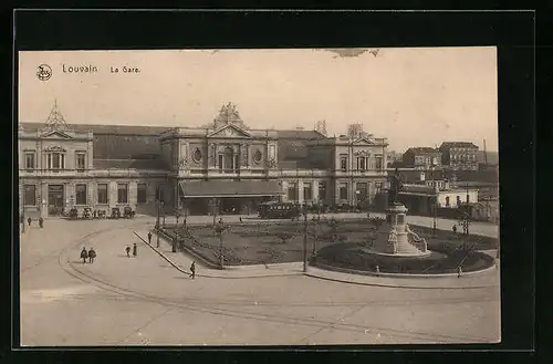 AK Louvain, La Gare, Bahnhof