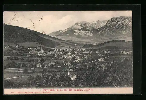 AK Payerbach, Ortsansicht mit der Raxalpe