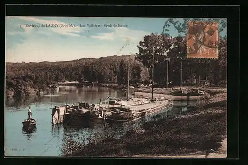 AK Lagny, Les Valllières, Bords de Marne