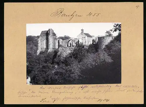 Fotografie Brück & Sohn Meissen, Ansicht Bautzen, Blick auf die Nicolai Ruine
