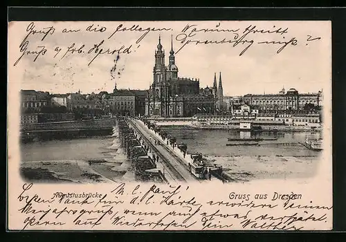 AK Dresden, Augustusbrücke und Kirche