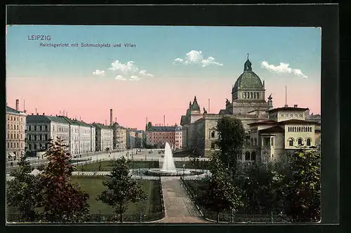 AK Leipzig, Reichsgericht mit Schmuckplatz und Villen