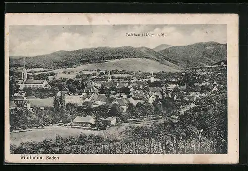 AK Müllheim /Baden, Teilansicht mit Belchen