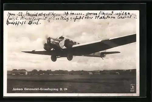 AK Junkers Ganzmetall-Grossflugzeug G. 24 in der Luft