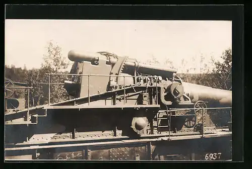 Foto-AK Eisenbahngeschütz der Artillerie