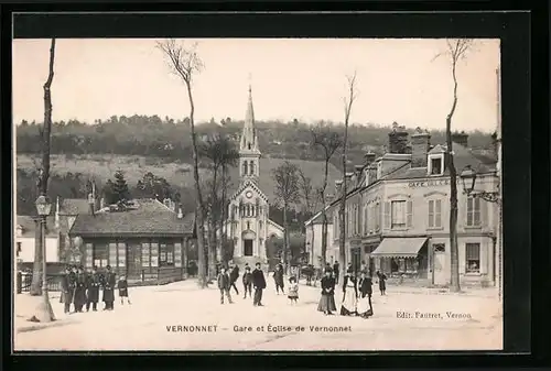AK Vernonnet, Gare et Église de Vernonnet