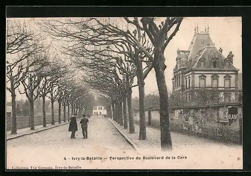 AK Ivry-la-Bataille, Perspective du Boulevard de la Gare