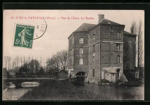 AK Ivry-la-Bataille, Vue de l`Eure, Le Moulin