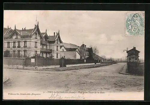 AK Ivry-la-Bataille, Vue prise Place de la Gare