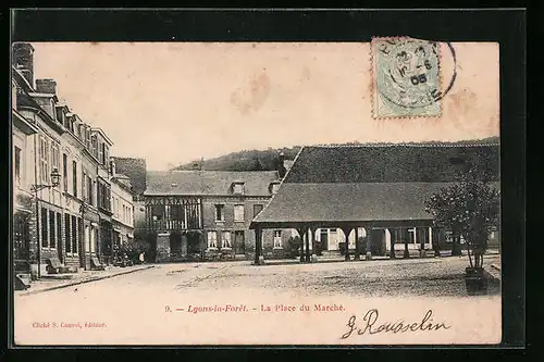 AK Lyons-la-Forêt, La Place du Marché