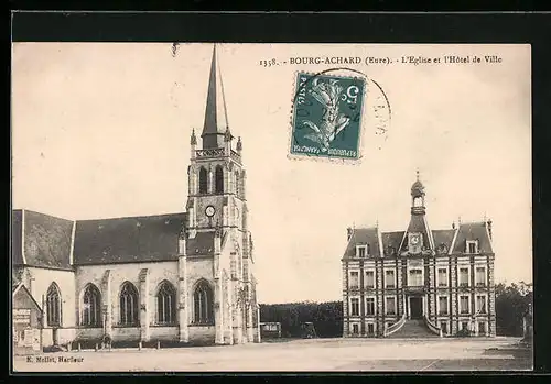 AK Bourg-Achard, L`Eglise et l`Hôtel de Ville