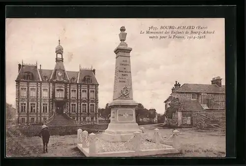 AK Bourg-Achard, Le Monument des Enfants de Bourg-Achard morts pour al France, 1914-1918