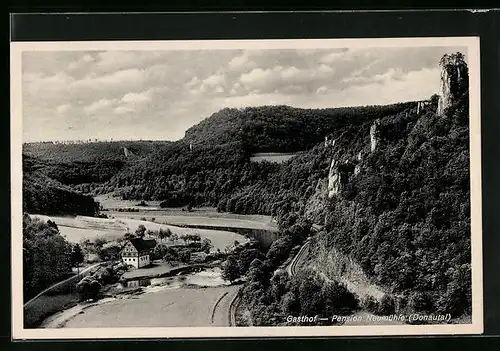 AK Beuron, Landschaftsbild mit Gasthof-Pension Neumühle