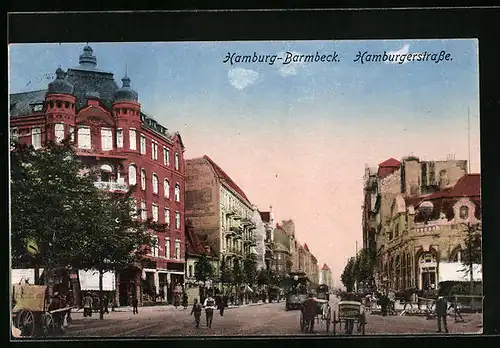 AK Hamburg-Barmbeck, Hamburgerstrasse mit Geschäften
