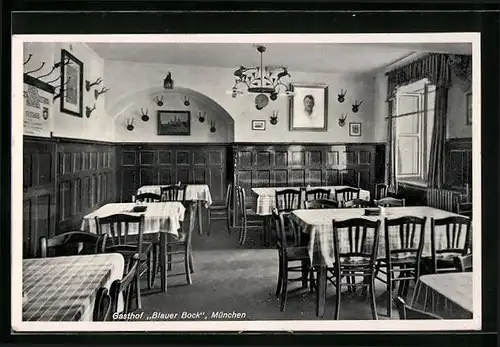 AK München, Gasthof Blauer Bock, Innenansicht