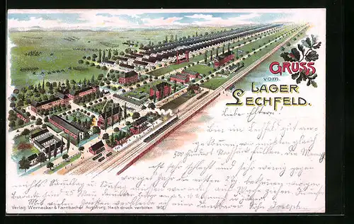 Lithographie Lager Lechfeld, Teilansicht