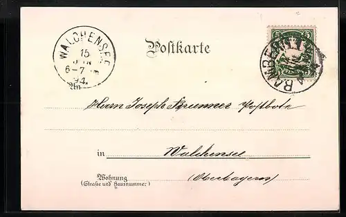 Vorläufer-Lithographie Bamberg, 1894, Teilansicht, Altenburg, Michaelsberg