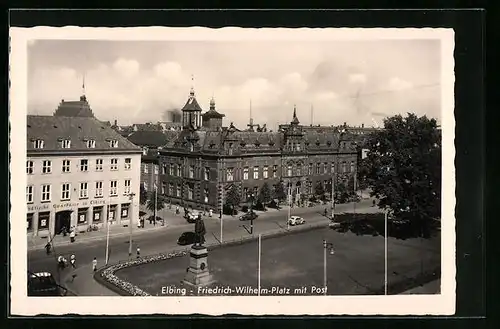 AK Elbing, Friedrich-Wilhelm-Platz mit Post