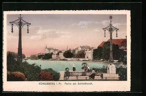 AK Königsberg i. Pr., Partie am Schlossteich