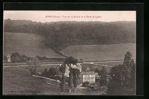 AK Rosay, Vue sur le Moulin et la Forêt de Lyons