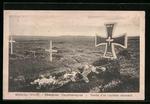 AK Chénières, Hauptmannsgrab, Weltkrieg 1914-15