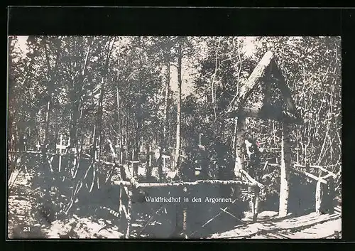 AK Waldfriedhof mit Kriegsgräbern in den Argonnen