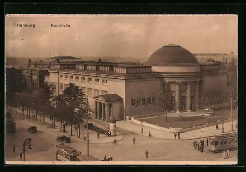 AK Hamburg-St.Georg, Strassenbahn an der Kunsthalle