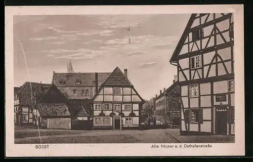 AK Soest, Alte Häuser a. d. Osthofenstrasse