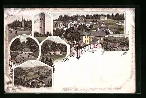 Lithographie Oberhof, Blick n. Schwarzwald Stutzhaus, Untere Schweizerhütte, Obere Schweizerhütte