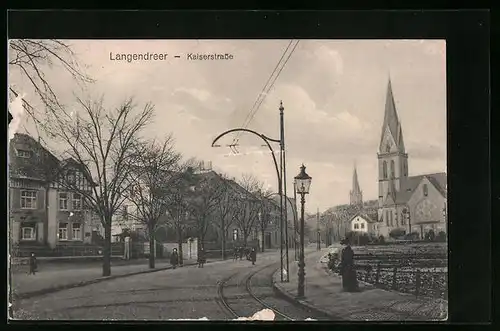 AK Langendreer, Kaiserstrasse mit Kirche